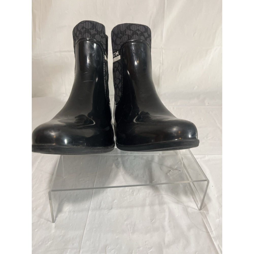 Coach Rivington Black signature C Logo Ankle Rain Boots Size 9 - Picture 13 of 15